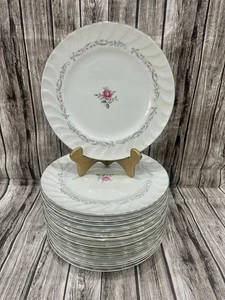 Vintage Royal Swirl Pink Rose Fine China Dinner Plates Set Of 2 - Picture 1 of 7