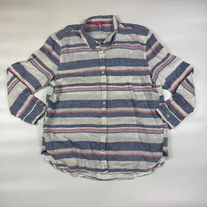 Camisa Top Joules Mujer 14 Azul Blanco Rayas Informal Manga Larga Cuello Abotonado - Imagen 1 de 6