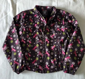 Girls Ariat Medium 10 Horse Theme Windbreaker Jacket Brown Pink - Picture 1 of 4