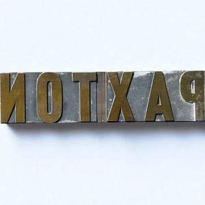 Antique Brass Paxton Nebraska NE Letter Printing Press Block Plate Sign - Picture 1 of 3