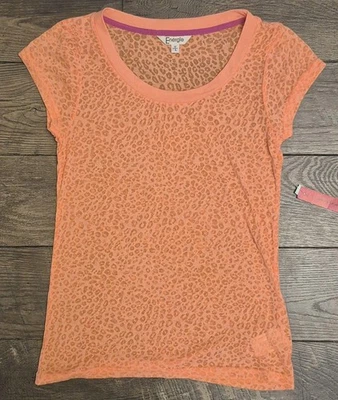 Energie Womens Y2K Short Sleeve Shirt Top Orange Leopard Sz Large Fitted NWT - Image 1 of 4
