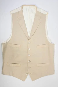 Huntsman Ecru Beige Leinen Weste Weste Perlmutt Knöpfe 41 - Bild 1 von 14