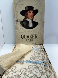 Vintage 1920’s Quaker Lace Tablecloth Florentine Pattern 72x90” Bisso Color 4842 - Picture 1 of 8