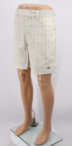 DICKIES SURRY SHORTS MENS BEIGE CHECK COTTON REGULAR FIT RRP £65 AD - Picture 1 of 6