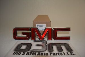 GMC Sierra Savana Yukon Red And Chrome Front Grille Emblem OEM new