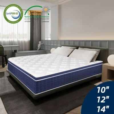 14"12" Memory Foam Mattress Twin Full Queen King Size Pocket Spring Bed in a Box - Image 1 of 4