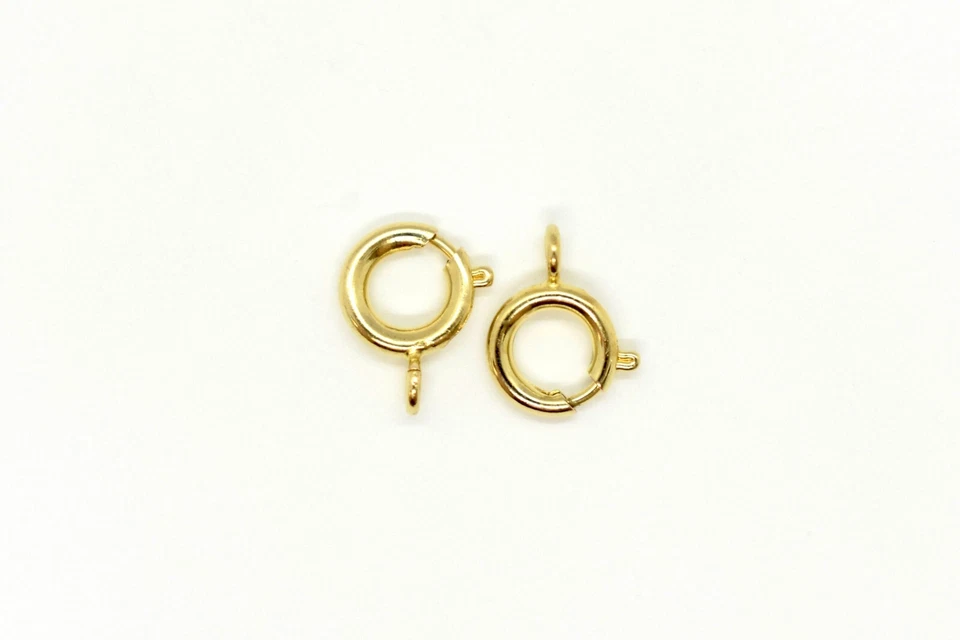 Gold Plated 9mm Spring Ring Clasp w/ Open Jump Ring, Jewelry Connector 10pcs - Image 1 of 1