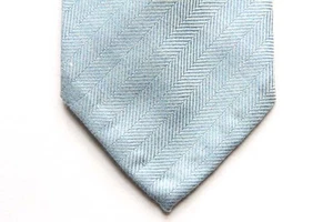 Battisti Tie Pale light blue herringbone, pure cashmere - Picture 1 of 2