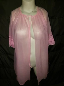 Vintage ILGWU Union Label Pink Sheer Negligee Coat Nylon size M #PSL - Picture 1 of 5