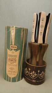 VINTAGE 1963 EKCO CAROUSEL 6-PIECE STEAKETTE CUTLERY SET USA MINT!! G-5356W - Picture 1 of 9