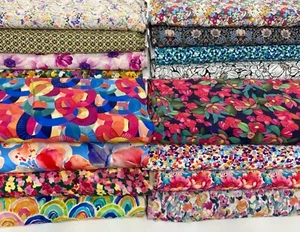 Viscose Challis Fabric Summer Dressmaking Soft Drape Rayon Dress Material - Picture 1 of 322