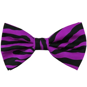 New men's polyester pre-tied bowtie zebra polyester wedding party purple - Picture 1 of 3