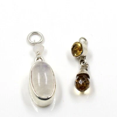 925 Joyería de Plata de Ley Piedra de Luna Citrino 3 Cm Hecho a Mano Combo Co... - Imagen 1 de 3