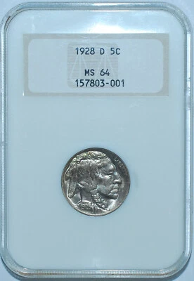 1928 D NGC MS64 Buffalo Nickel Old Holder - Image 1 of 2