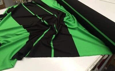 GREEN / BLACK STRIPE POLY / COTTON RUGBY FABRIC : 145cm WIDE:  $4.00 P/M - image 1 of 4