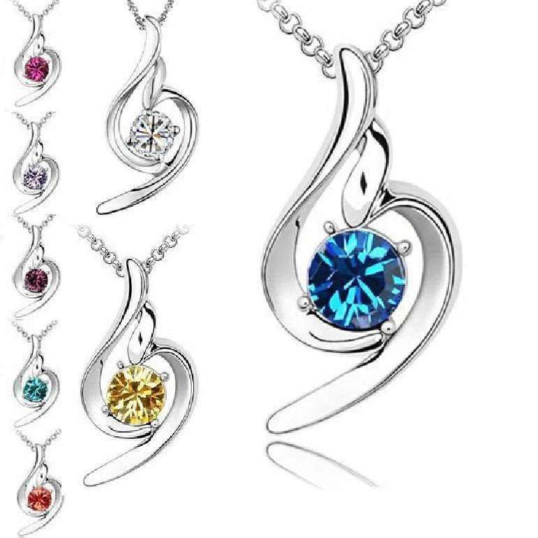 Catena Delicato Corta Collana con Strass Noti di Nobile Elegante Color-Argento - Immagine 1 di 1