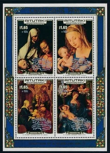 1986 AITUTAKI CHRISTMAS WITH PAPAL VISIT OVERPRINTS MINI SHEET FINE MINT MNH - Picture 1 of 1