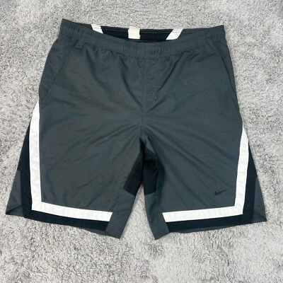 Vintage Nike Board Shorts Mens 2XL Gray Swim Trunks Spell Out Mesh Lined - Image 1 of 4