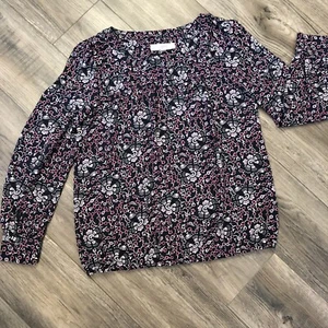 Ann Taylor Loft Top Women's Sz M Peasant Floral Long Sleeve Boho Cottagecore - Picture 1 of 9