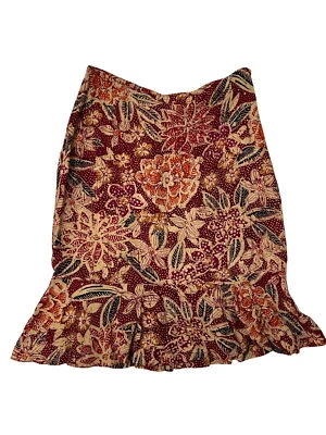 Chico's Design Womens Floral Print 100% Rayon Skirt With Ruffle Hem Size 1 - Image 1 of 4