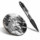 1 x Round Coaster & 1 Pen - BW - Cougar Mountain Lion Puma Cat #42738