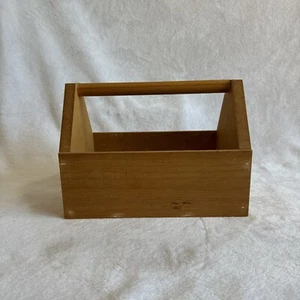 10” Vtg Handmade Wooden Tool Box Carpenter Caddy Storage Kitsch Cottagecore - Picture 1 of 8