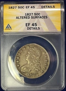 1827 Silver Bust Half ANACS XF 45 Details - Picture 1 of 2