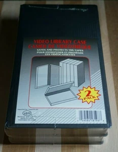 NEU VINTAGE 2 SCHWARZ VHS VIDEO BOX BIBLIOTHEKSHÜLLE, KOSTENLOSER VERSAND - Bild 1 von 4