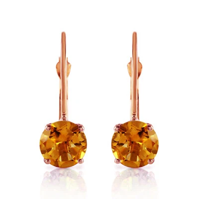 14K. SOLID GOLD LEVERBACK EARRING WITH CITRINES - Image 1 of 4