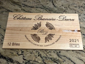 CH BRANAIRE - DUCRU WOOD WINE CRATE PANEL 12.25" X 6 5/8" X 3/8" - Picture 1 of 1