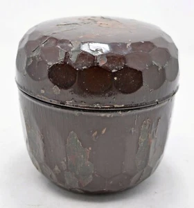 Antique Wooden Lacquer Painted Round Box Original Old Hand Crafted - Picture 1 of 7