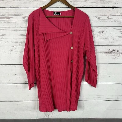 Camisa Fenini Para Mujer 1X Rosa Texturizada Cuadrada Artística EE. UU. Lagenlook Top Túnica Foto 1 de 4