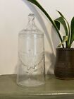 Vintage Glass Apothecary Jar with Lid Embossed Eagle Star Design Clear Patriotic