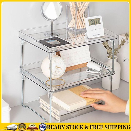 Clear Makeup Storage Shelves Desktop Storage Rack Foldable Kitchen