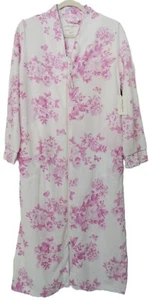 NWT Laura Ashley LS Long Robe Women L Pink Toile Zip-Front Pockets Tassel Pull - Picture 1 of 9