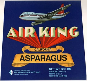 *Original* AIR KING Jet Airplane LODI California Asparagus Label NOT A COPY!! - Picture 1 of 1