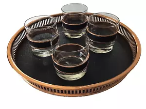 Coppercraft Guild Copper and Leather Old Fashioned Glasses with Serving Tray - Picture 1 of 17