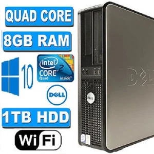 FAST DELL QUAD CORE PC COMPUTER DESKTOP TOWER WINDOWS 10 WIFI 8GB RAM 500GB HDD - Picture 1 of 6