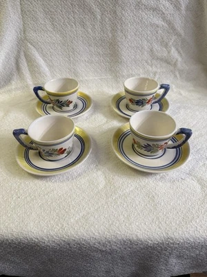 Henroit Quimper 4pc Tea Set Hand Painted Made In France - Image 1 of 4