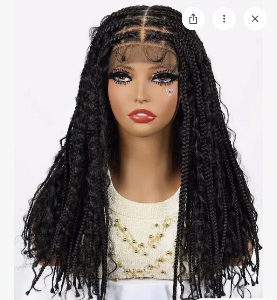 20" Short Boho Braided Wigs for Black Women Full Lace River Loc Box Braiding Wig - Image 1 of 1