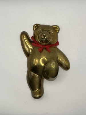 Vintage Dancing Teddy Bear Brass Hook Hanging Decor Robe Coat Towel Hanger 6.75” — 第 1/2 张图片