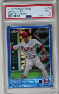 PSA 9 CHASE UTLEY 2015 Topps Chrome #100 Blue Refractor - Image 1 of 2