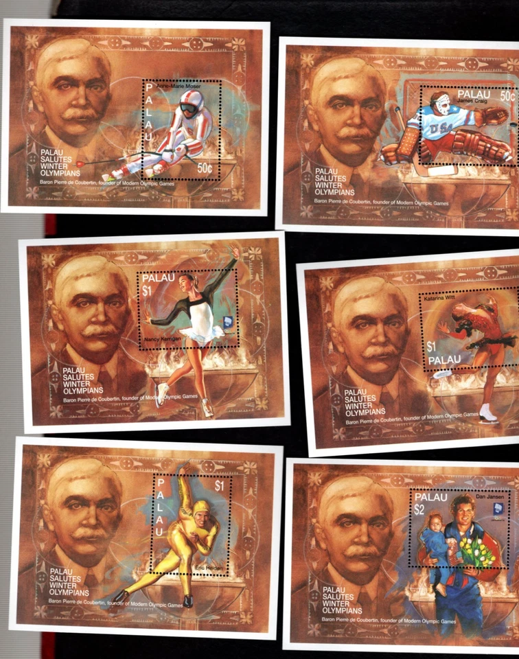 Palau sc#328-33 (1994) Juego de 6 hojas de recuerdo MNH Foto 1 de 1