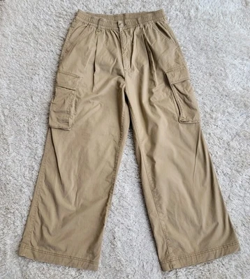 Old Navy Wmn's High Rise Pull On Wide Leg Teakwood Khaki Cargo Pants Sz Large  - Image 1 of 4