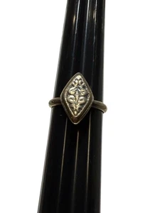 Vintage Sterling Silber 925 Schild Ring floral geätzt Design Gr. 7 Boho minimal - Bild 1 von 5