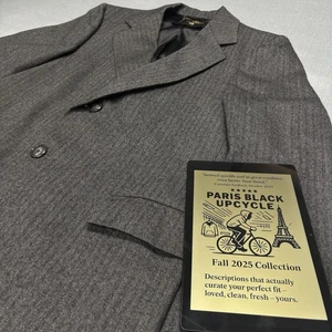 Vintage 1950s Hart Schaffner Marx Gray Wool Herringbone Overcoat Mens 44R USA - Picture 1 of 22