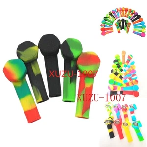 5pcs Mini Silicone Smoking Hand Pipe with Metal Bowl Cap Lid Pocket Pipe - Picture 1 of 7