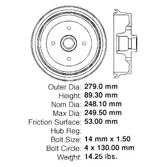 For Volkswagen Super Beetle 1971-1979 Centric Premium Front Brake Drum - Image 1 of 4