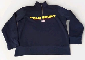 Polo Ralph Lauren Men's Size Large Blue Polo Sport 1/4 Zip Spell Out Sweater - Picture 1 of 5