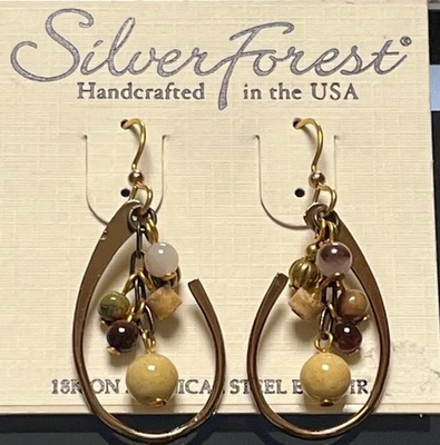 SILVER FOREST EARRINGS - NE-0737A 18K ON SURGICAL STEEL NEW ON HANG CARD USA - Image 1 of 2